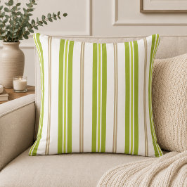 Cojín Decorativo Verde Oliva+ Verde Salvia+ Patrón de Rayas Beige