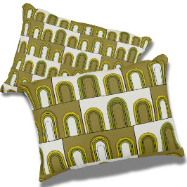 Cojín Decorativo Verde oliva y amarillo mostaza MidCentury moderno 