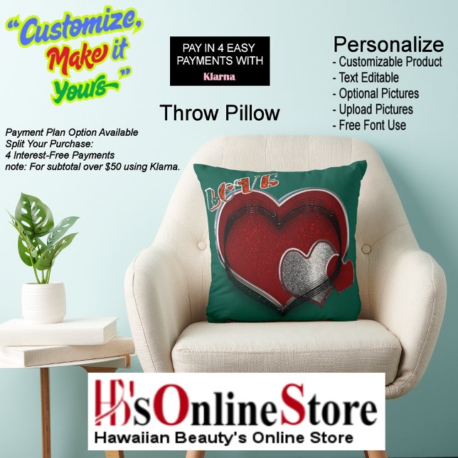 Cojín decorativo Verde Oscuro del Corazón (Heart Magic Love Small Square Polyester Dark Green Pillow.
)