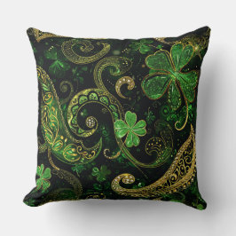 COJÍN DECORATIVO VERDE OSCURO Y DORADO ASPECTO BRILLANTE CON TEMA I