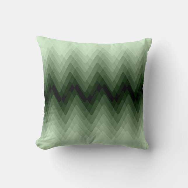 Cojín Decorativo Verde oscuro y zigzag de menta. (Anverso)