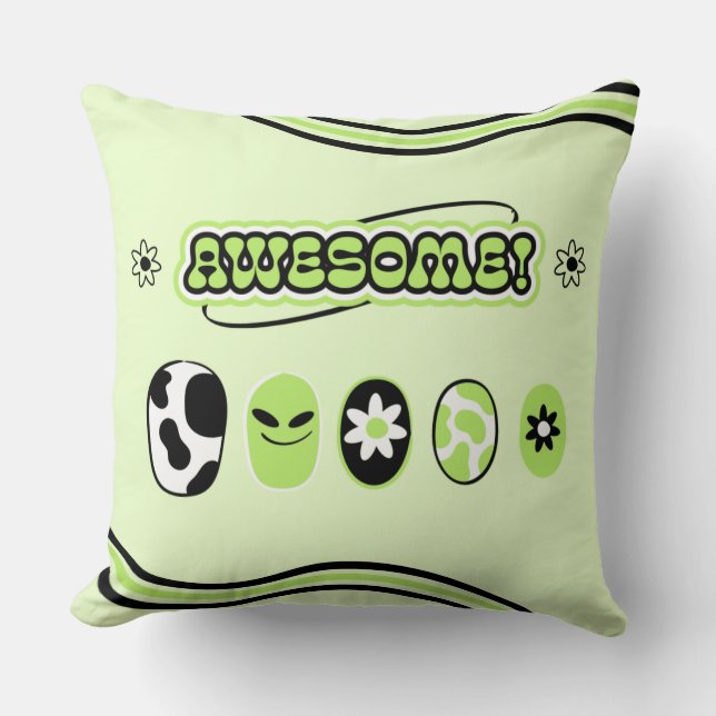 Cojín decorativo verde retro asombroso (Anverso)