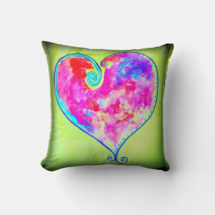 Cojín Decorativo verde rosa de corazón giratorio