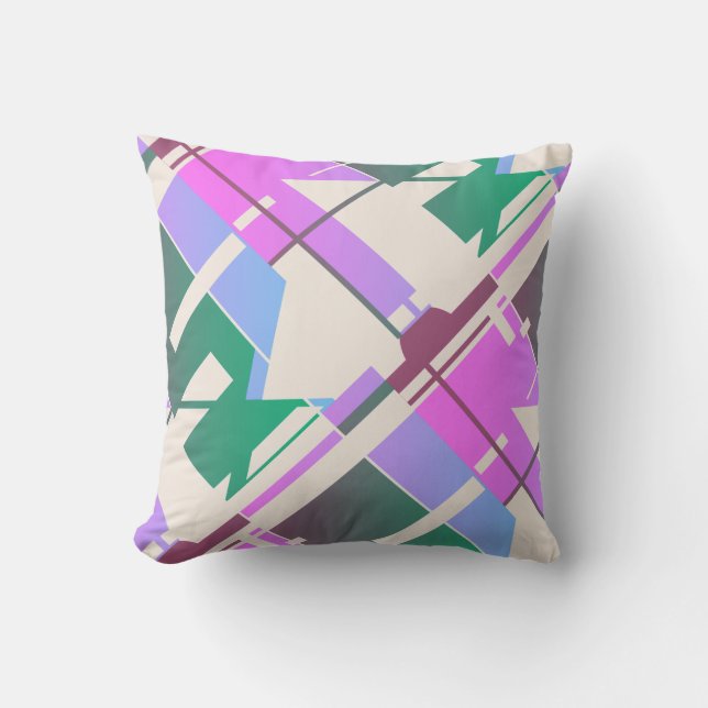 Cojín Decorativo Verde rosado en diagonal pekinesa Resumen arte MCM (Anverso)