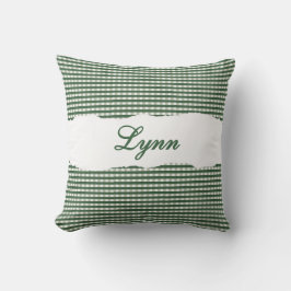 Cojín Decorativo Verde Rústico de Cuadro Nombre Personalizado