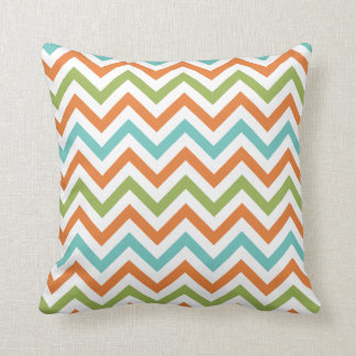 Cojín Decorativo Verde sabio, Naranja y Robins Huevo Chevron Azul