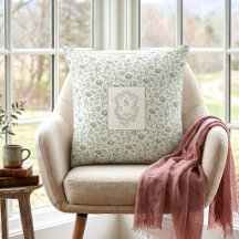 Verde Salvia Floral Toile Vintage Cresta de Monogr