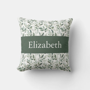 Cojín Decorativo Verde Salvia Francés País Olivo Nombre Personaliza