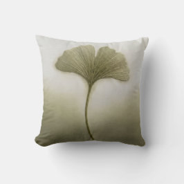 Cojín Decorativo Verde Salvia Hoja de Ginkgo Biloba Minimalista Mod