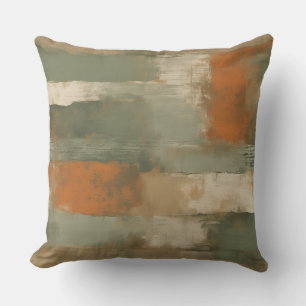 Cojín Decorativo Verde Salvia Oliva Naranja Beige Abstracto