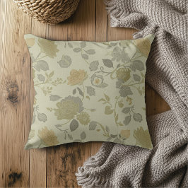 Cojín Decorativo Verde Salvia Olivo Dorado Gris Floral Granja Moder