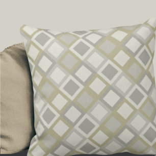 Cojín Decorativo Verde Salvia y Patrón Geométrico Gris