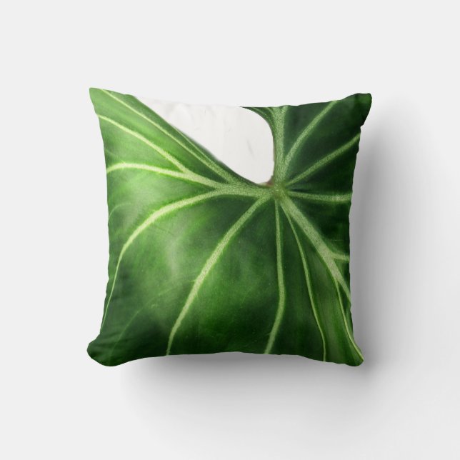 Cojín decorativo verde tropical de la hoja (Anverso)