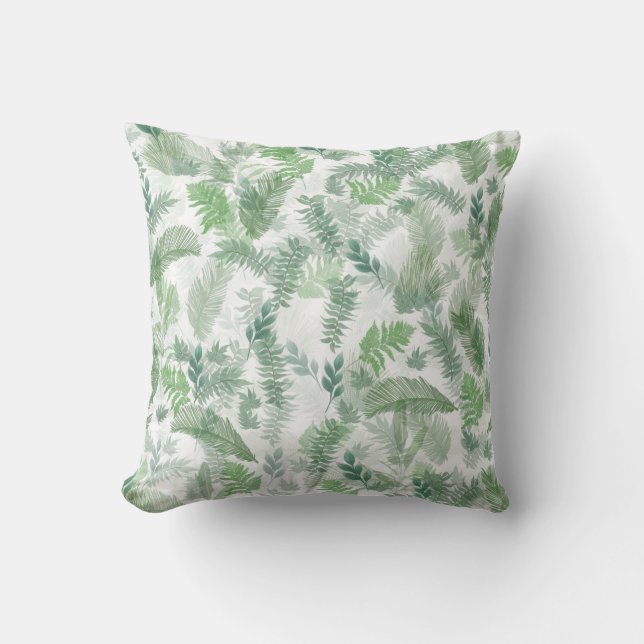 Cojín Decorativo Verde tropical moderno Foliage verde blanco (Anverso)