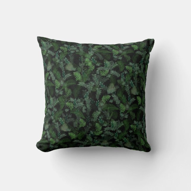 Cojín Decorativo Verde tropical moderno Foliage verde negro (Anverso)