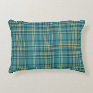 Cojín Decorativo Verde Turquesa Amarillo Beige Cuadros Estampado Ta