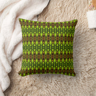 Cojín Decorativo Verde vibrante y geométrica Naranja