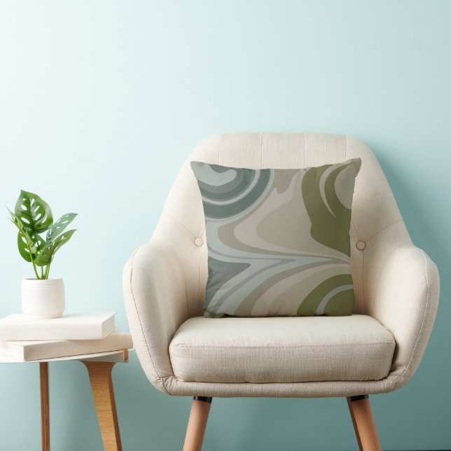 Cojín Decorativo Verde y Azul Moderno Inspirado en Camuflaje (Silla)