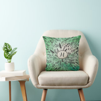 Cojín Decorativo Verdes de color de agua de Ombre y azul frente de