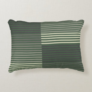 Cojín Decorativo Verdes, Grises, Negros, Rayas Crema