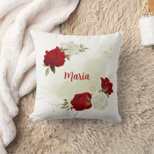 Cojín Decorativo Verdor floral rojo blanco