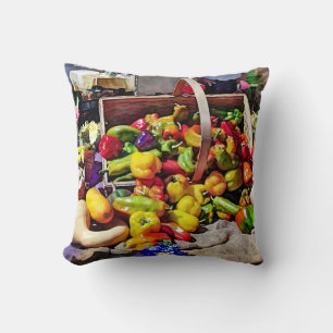 Cojín Decorativo Verduras Coloridas en un Mercado de Agricultores
