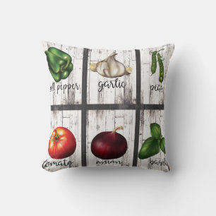 Cojín Decorativo Verduras y Hierbas Cocina Moderna Rústica Arte Cul