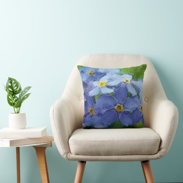 Cojín Decorativo Vergissmeinnicht blau - Aquarell-Design |  (Silla)