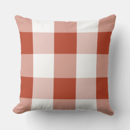 Cojín Decorativo Verificación de Búfalo Rojo y Blanco