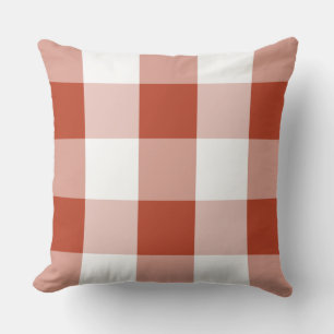 Cojín Decorativo Verificación de Búfalo Rojo y Blanco