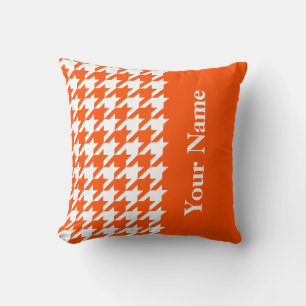 Cojín Decorativo Vermillion Elegante Houndstooth con nombre