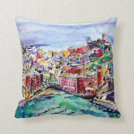Cojín Decorativo Vernazza Italia Acuarela