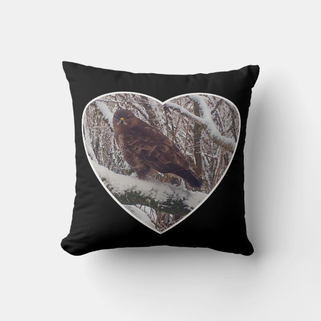 Cojín Decorativo Versible zumbido en rama nevada en el corazón (Anverso)