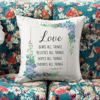 Cojín Decorativo Versículo de la Biblia cristiano sobre el amor sop