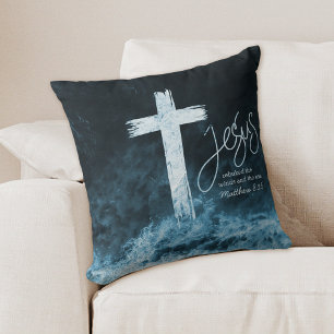 Cojín Decorativo Versículo de la Sagrada Escritura de la Cruz Oscur
