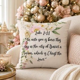 Cojín Decorativo Verso de la Biblia de Navidad Jesús Lucas 2 Corona