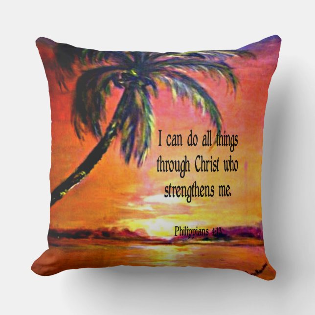 Cojín Decorativo Verso de la Biblia, Filipinas 4:13 (Anverso)