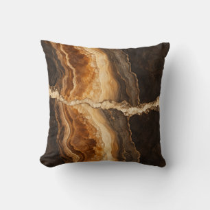 Cojín Decorativo Veta Mineral de Ámbar Marrón Abstracto