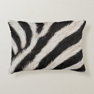 Cojín Decorativo Vete Estampa de cebra Negro Blanco Peludo Falso