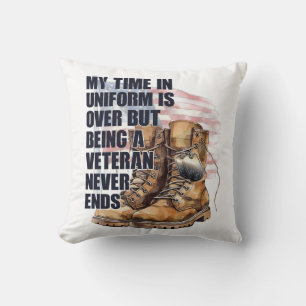 Cojín Decorativo Veterano de etiqueta de perro de arranque militar