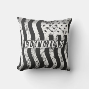 Cojín Decorativo Veterano de los EE.UU. - vertical de cosecha blanc