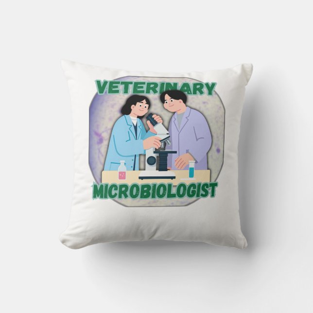 Cojín Decorativo Veterinary Microbiologist – Lab Science Design (Anverso)