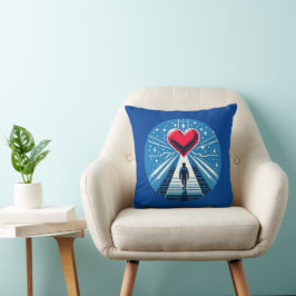 Cojín Decorativo Viaje al corazón - Diseño de arte Pixel emocional