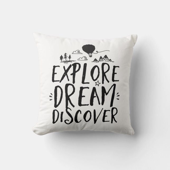 Cojín Decorativo Viaje Cita Explorar Dream Discover Pillow (Anverso)