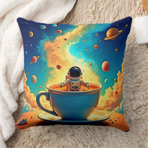 Cojín Decorativo Viaje Cósmico del Café del Astronauta