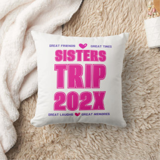 Cojín Decorativo Viaje de Hermanas 202X Año Personalizado Vacacione