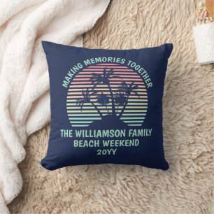 Cojín Decorativo Viaje de playa tropical retro para familias person
