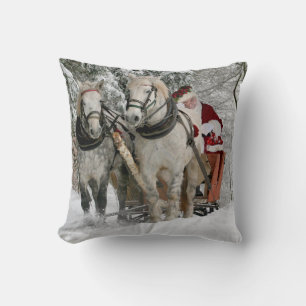 Cojín Decorativo Viaje de Santa Claus en trineos de caballo