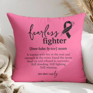 Cojín Decorativo Viaje de Superviviente de Cáncer de Mama Rosa