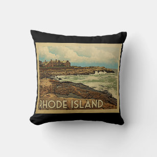 Cojín Decorativo Viaje de Vintage de Rhode Island Coast